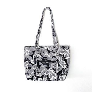 Vera Bradley Miller Bag Large Purse in Bedford Blooms Black White Florals